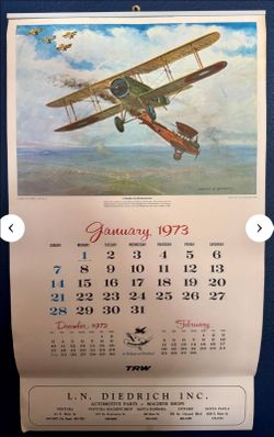 1973 Charles Hubble Aviation  12 month Calender