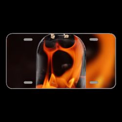 License Plate Novelty Car Front Flame Embers Spirit Genie Bottle
