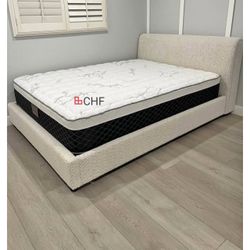 Boucle Fabric Queen  / Eastern King Size Bed Frame  - Mattress Sold Separately 