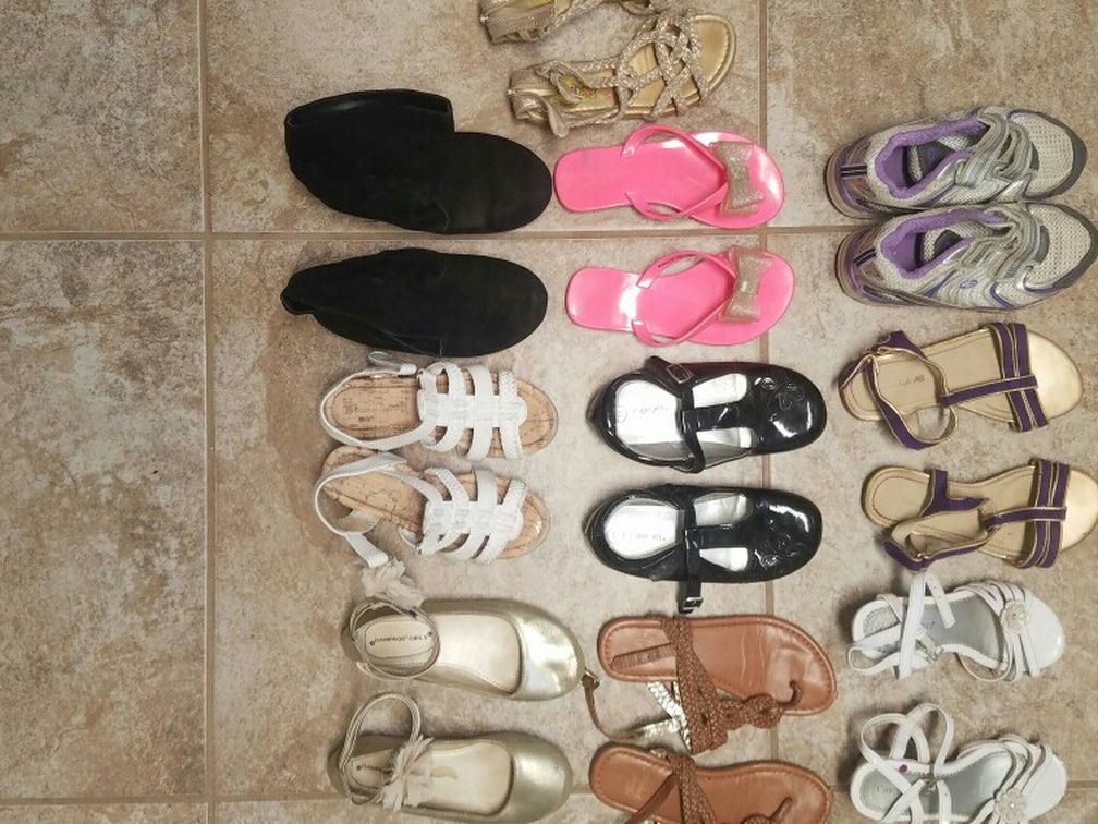 Lot Of Girls Size 11 Shoes Sandals Boots Tennies