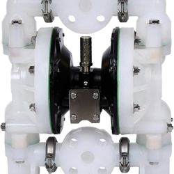 NEW! Pneumatic double diaphragm pump 1 inch inlet/outlet 35 gpm Polypropylene fluid delivery pump
