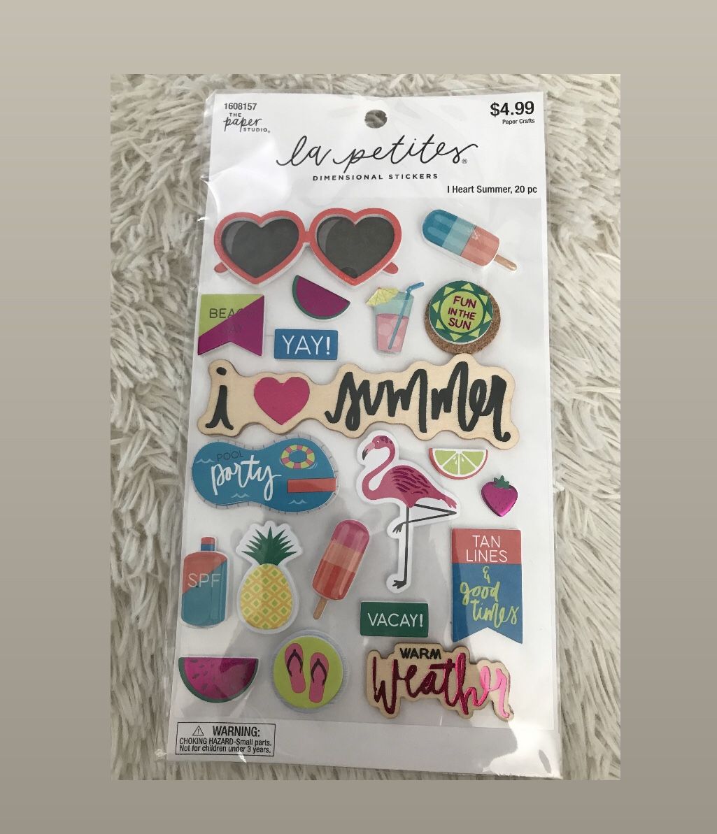 La Petites Dimensional 3D Stickers 20Pcs Heart Summer