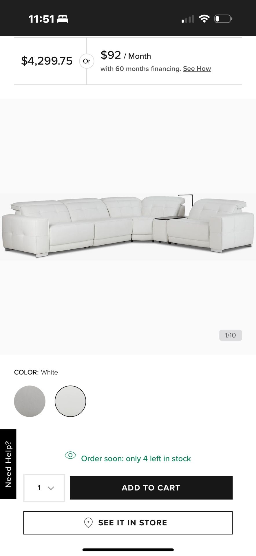 2020 City Furniture Reclining Sectional USED