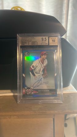 2018 Bowman Chrome Carter Kieboom Prospect Autographed Blue Refractor #’d 045/150