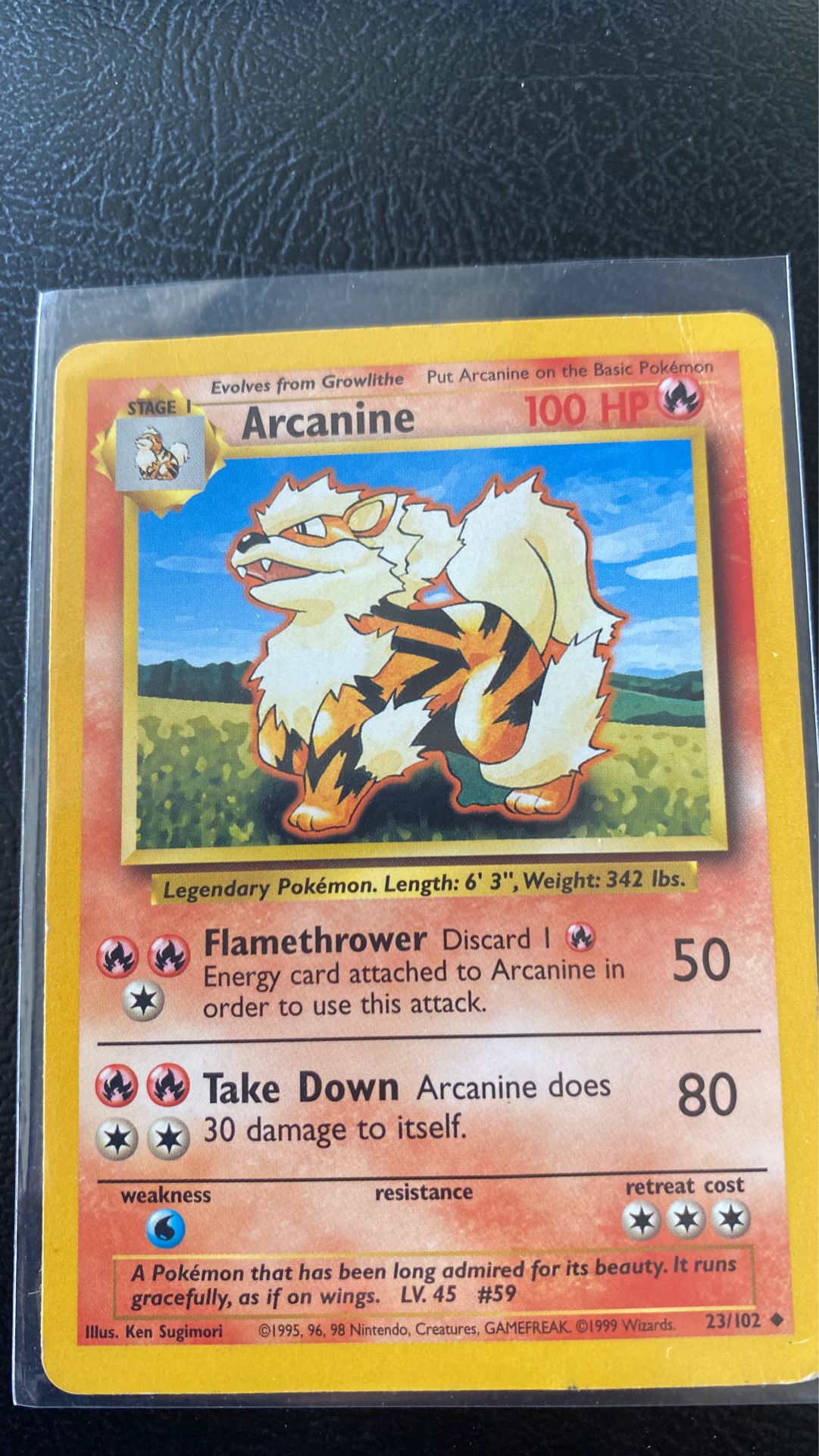 Arcanine Base set WOTC heavily played