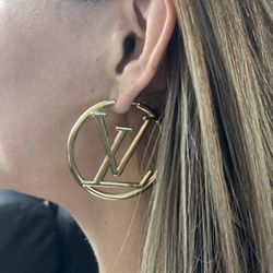 Gold LV Hoop Earrings 