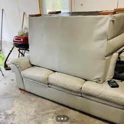 Italian leather baby grey three-piece living room set