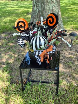 Halloween Floral Arrangement in Cauldron