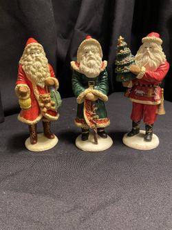 Three CARLTON United States Santa Claus Figurines1992 Take Home Series CHRISTMAS