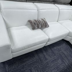 Beautiful White Leather Sectional 
