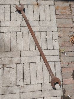 HUGE 4 Foot Long Vintage Old Rusty Combination 2 in and 2 3/16 in Wrench  