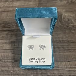 Cubic Zirconia Sterling Silver Bow Earrings