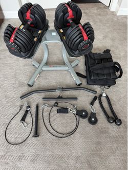 Adjustable BowFlex dumbbell set and Weighted vest (40lb)