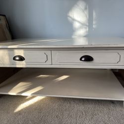 Cream Coffee Table with Drawer – Moving Sale