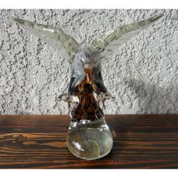 Art Glass Eagle Figurine with Spread Wings