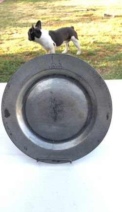 Antique pewter plate English 9 1/4 inch dia