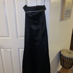 Womens Black Strapless Gown With Rhinestone Detailing 