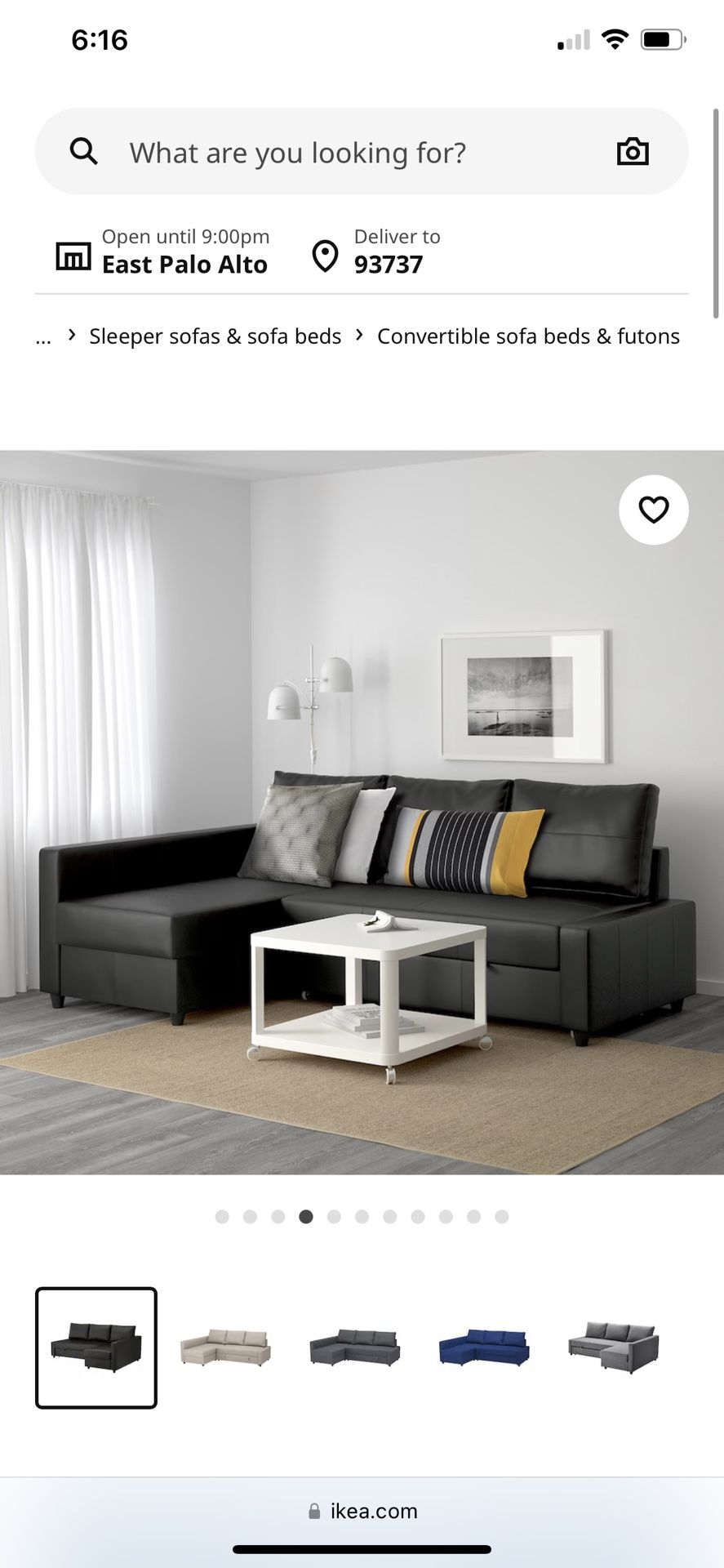 FRIHETEN Sleeper sectional,3 seat w/storage, Bomstad black