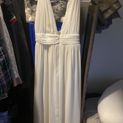 White Maxi V Cut Flowy Dress Lulus Medium