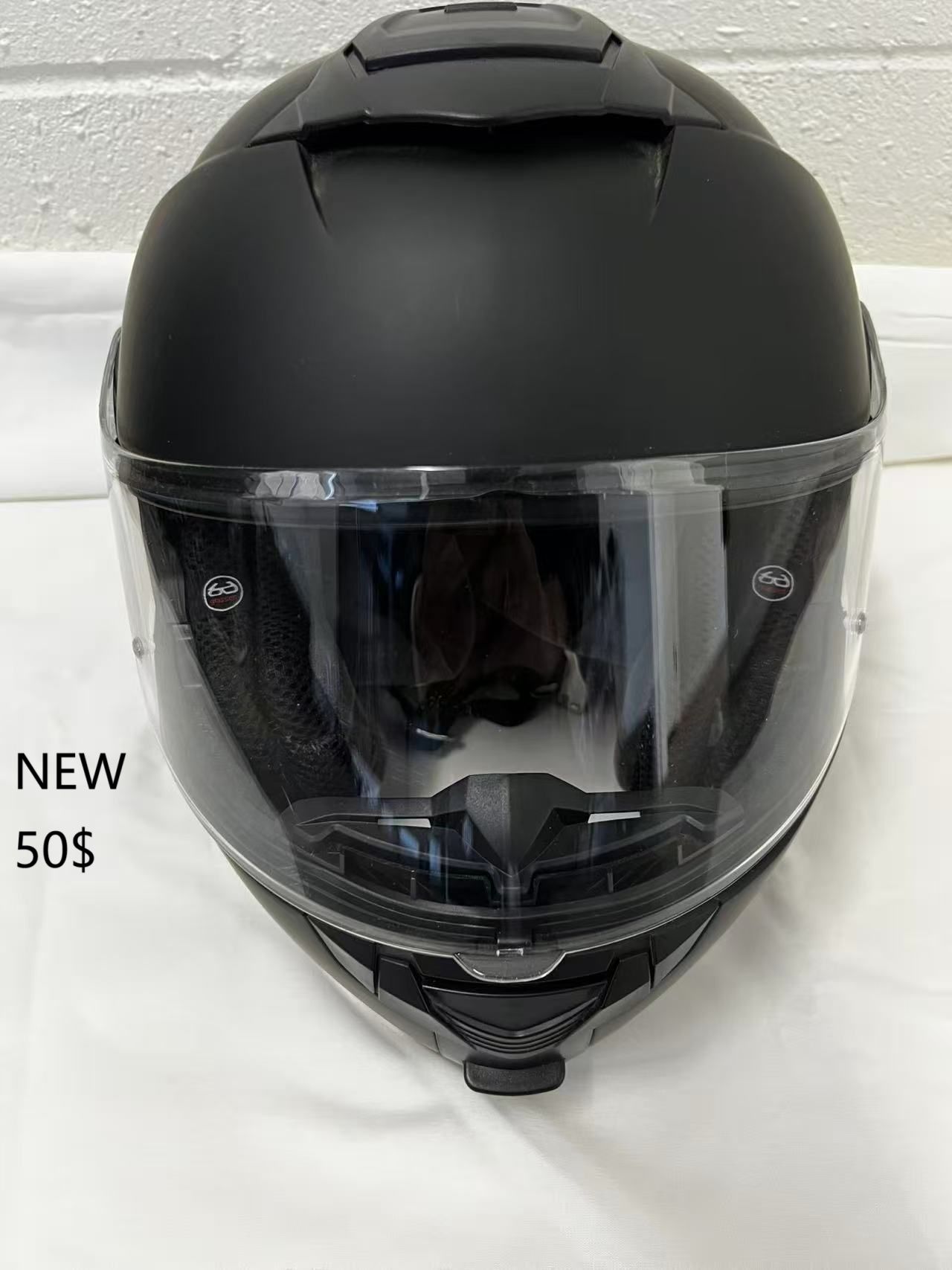 Bike Helmet Black Dual Visor Tinted New