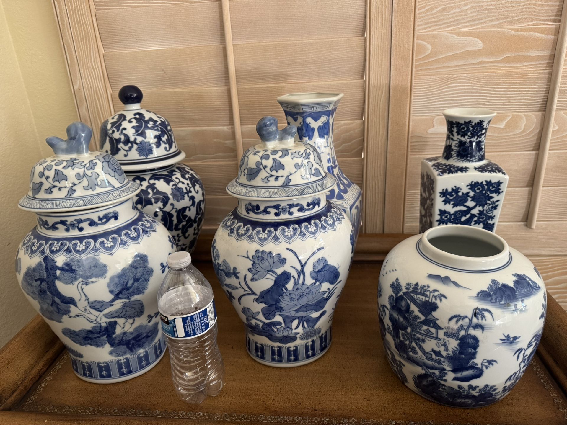 Vintage Chinese Blue White Porcelain Vase $50 Each
