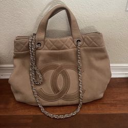 Authentic Chanel Canvas Deauville Tote Bag