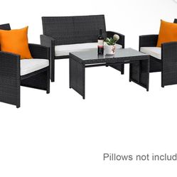  4-Piece Rattan Outdoor Conversation Set with Sofa