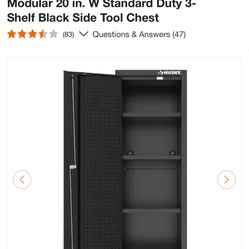**NEW IN BOX-Husky Modular 20 in. 3- Shelf Black tool chest/cabinet*