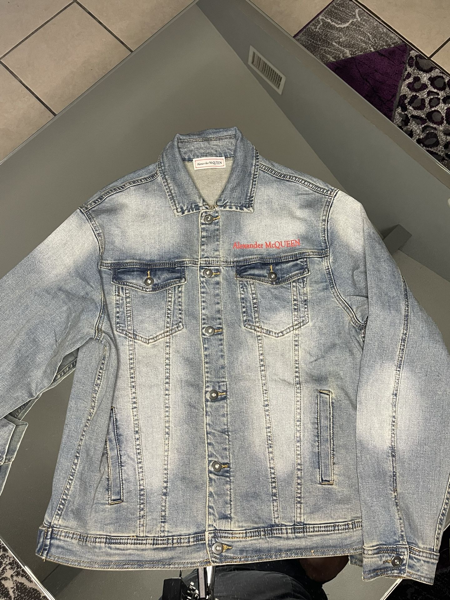 ❤️🔥❤️🔥Costumize Distressed Alexander McQueen Denim jacket❤️🔥❤️🔥