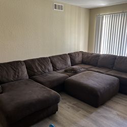 Big Microfiber Couch Dark Brown 