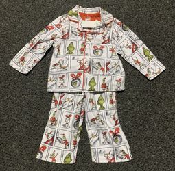 New The Grinch and Cindy Lou and Max boys size 18 month Christmas flannel pajama set 