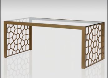 Juliet Cosmopolitan Gold Metal and Glass Coffee Table