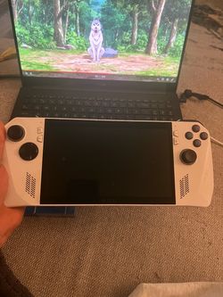 ASUS ROG Ally Z1 Extreme handheld gaming PC, white.