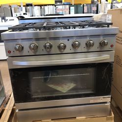 36 Inch Wide New Stainless Steel 6 Burner Range