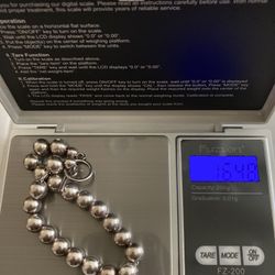 Sterling Silver 925 6mm 1/4" Ball Beaded 8" Bracelet Toggle Clasps 16.48 gram Made in Italy Plata