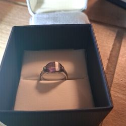 Purple Amethyst Gemstone Ring set in sterling silver, size 5