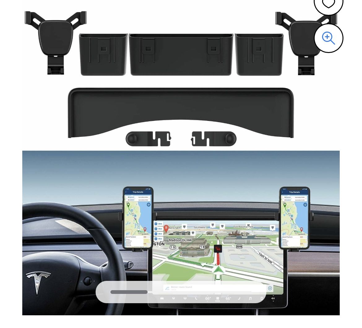 Mount Wired Charger with 2 Adjustable Holders for Tesla Model 3 & Y