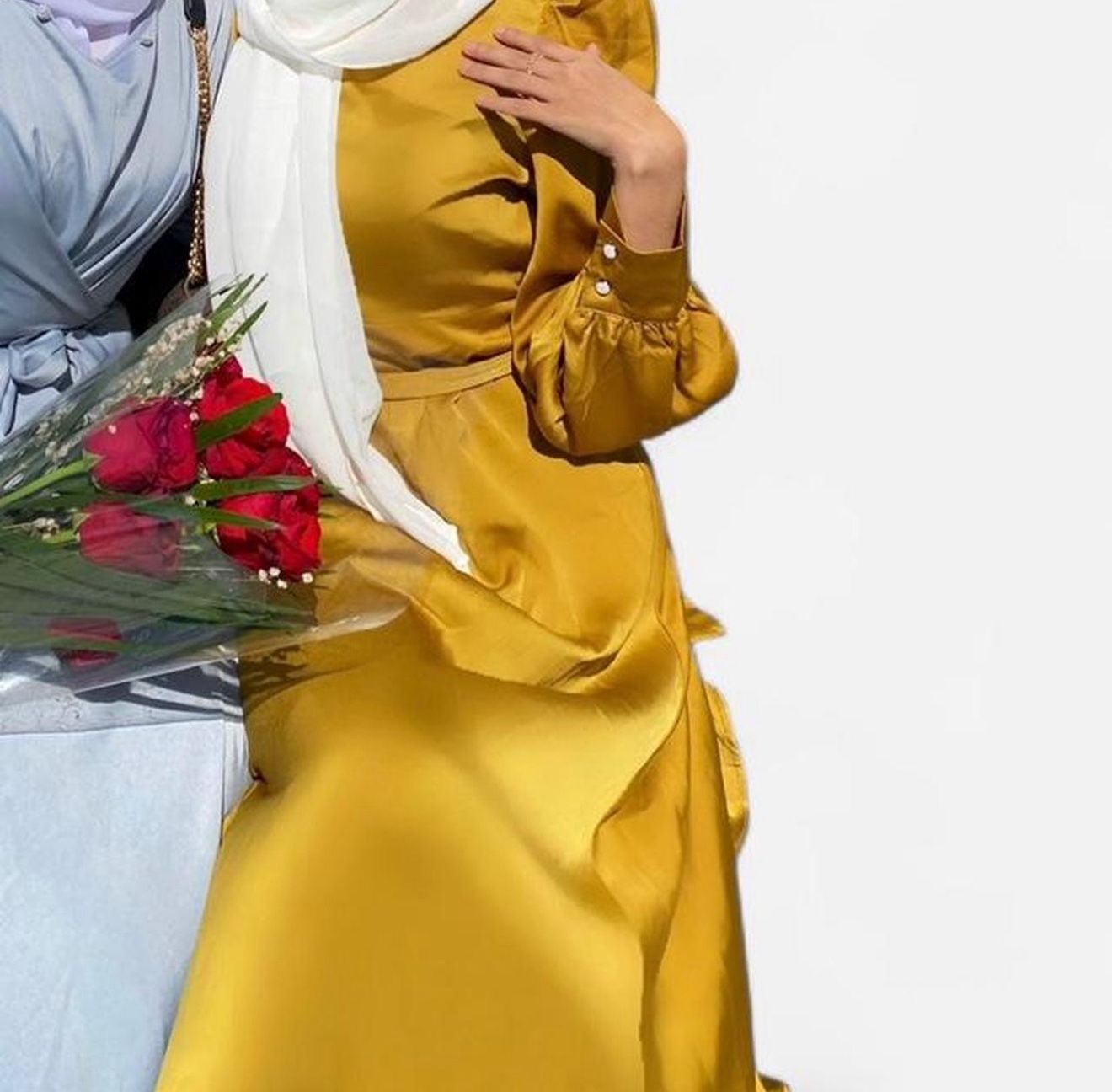 Yellow satin maxi dress