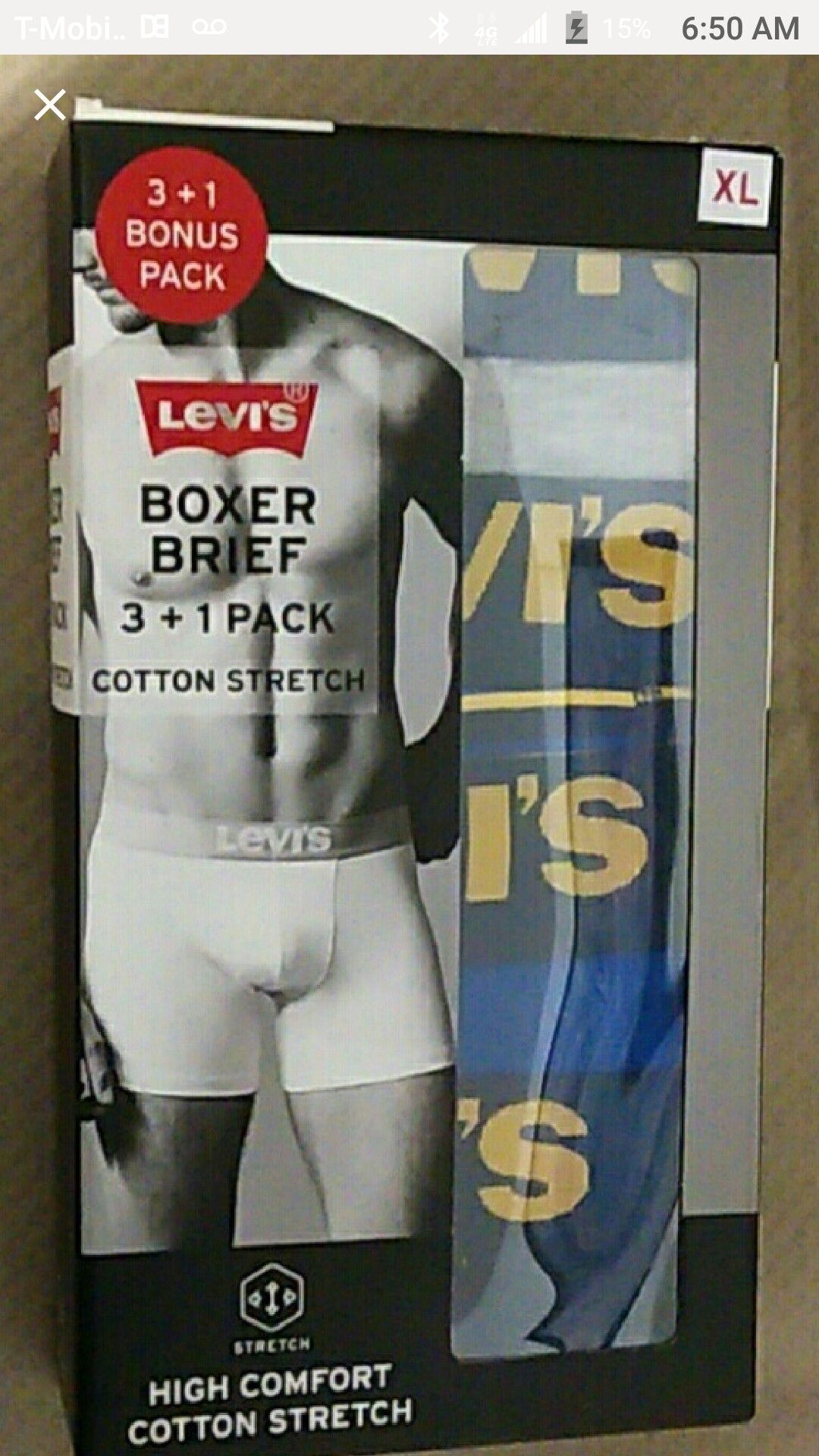 Men's Levi's 4 Boxers Size: XL