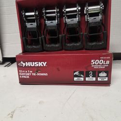 Husky  12ft x 1 Ratchet  tie down 4 pack new