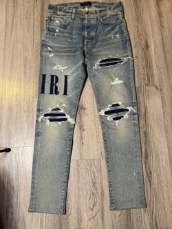  AMIRI MX1 Stencil Logo Jeans – Light Wash – Size 32