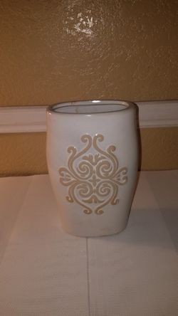 White n beige vase