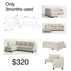 Sectional L Shape 3 Months Used Beige