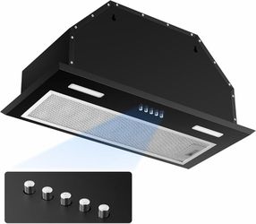 Insert Range Hood 24Inch, Built-in Kitchen Hood with 353 CFM, 3-Speed Vent Hood with Push Button Control LED Lights, Metal Filter, Suitable for Home k