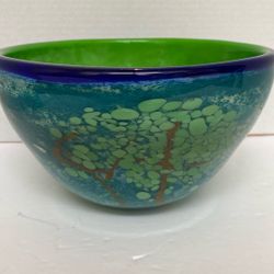 Art Glass Gorgeous Designs Blue Green Abstract trees Green Interior