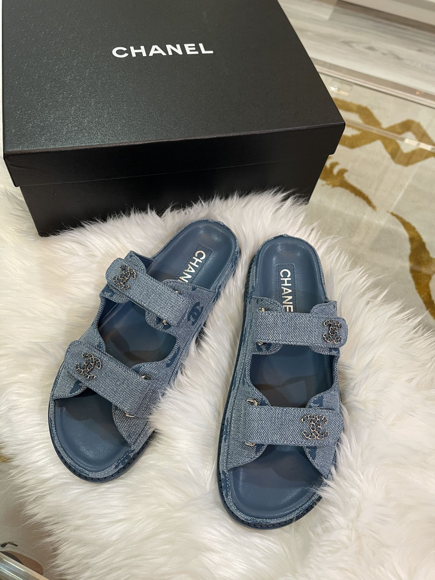 Chanel Dad Sandals Denim- Sizes: 9