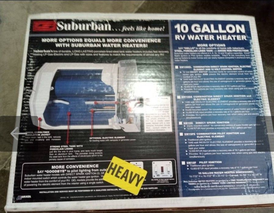 Suburban 10 Gallon RV Water Heater