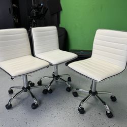 3 White Office Chairs 