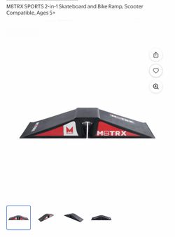 M8TRX SPORTS 2-in-1 Skateboard and Bike Ramp, Scooter Compatible, Ages 5+