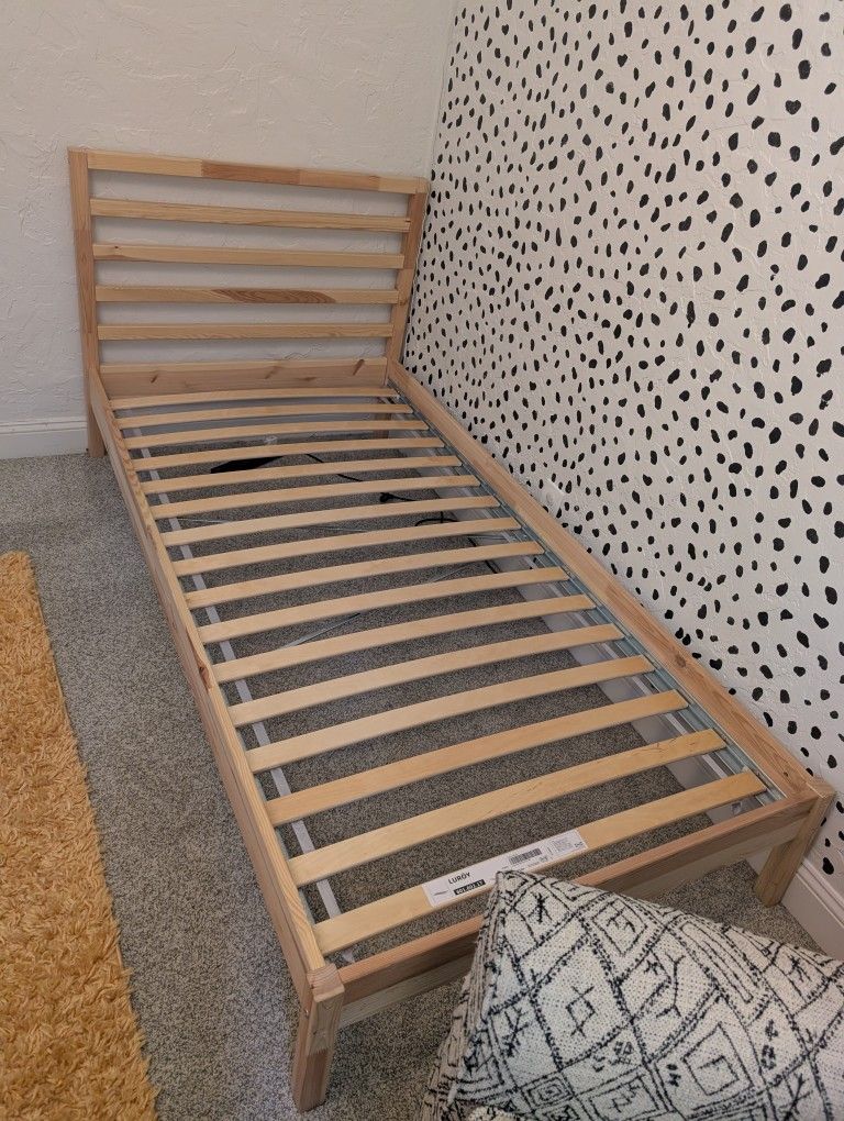 Twin Size Bed Frame AND new Twin Mattress